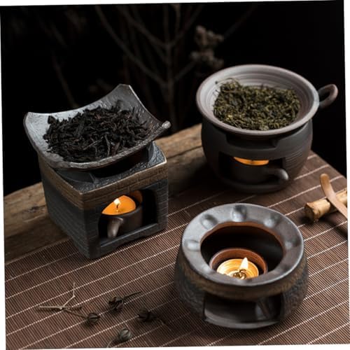 Ceramic Tea Stove Warmer with Non-Slip Base Retro Four-Square Design