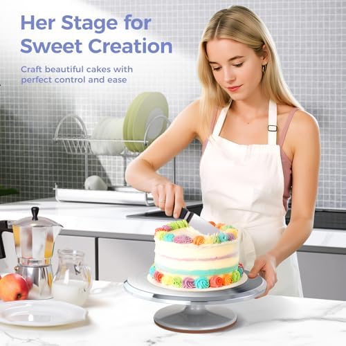 Cake Turntable, Ohuhu Aluminium 12'' Cake Decorating Kit Supplies