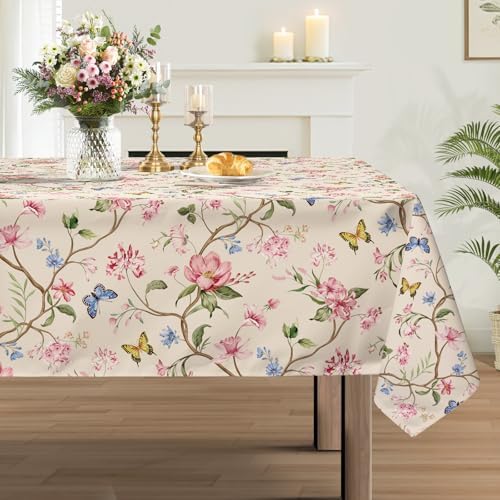 Spring Pink Flower Washable Rectangle Table Cloth 60x84inch