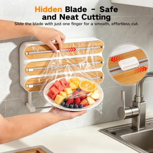 4-in-1 Wrap Dispenser with Cutter – Magnetic Kitchen Organizer