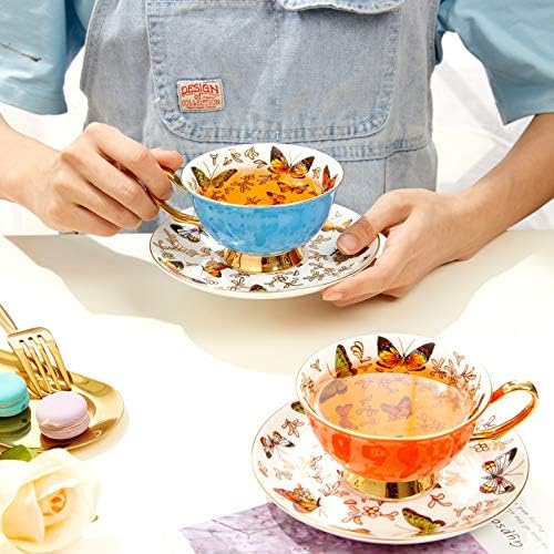 LURRIER Coffee Cup Mug with Saucer for Latte, Cappuccino Tea with