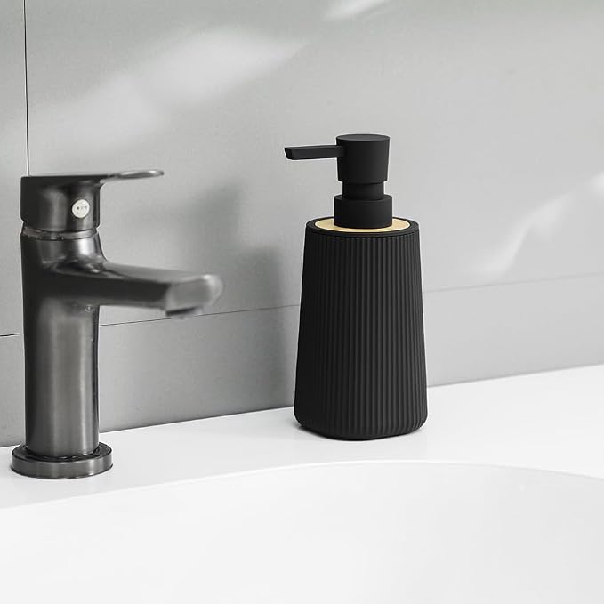 Small Soap Dispenser for Bathroom and Kitchen, Modern Farmhouse Striped Style - Image 2