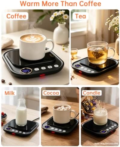 Coffee Mug Warmer for Desk, 10 Temp 105-185°F, 24H Timer & Auto