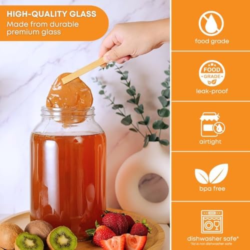 4-Pack 1 Gallon Wide Mouth Glass Jars with Lids