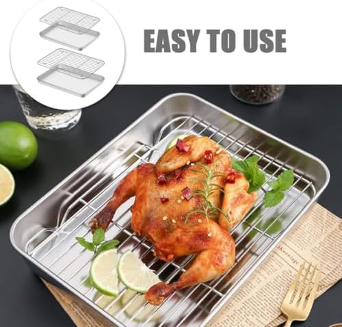 Baking Sheet with Cooling Rack Stainless Steel Set, 2 Sets Oven Pan
