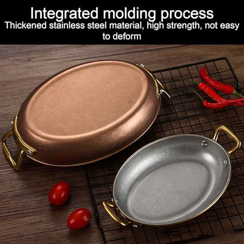 Oval Spanish Paella Pan, 304 Stainless Steel Skillet Pan