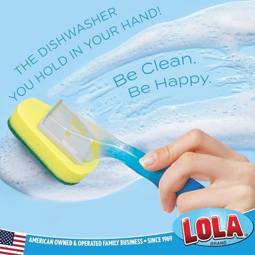 LOLA Dish Brush with Soap Dispenser, 1 Brush & 6 Refills