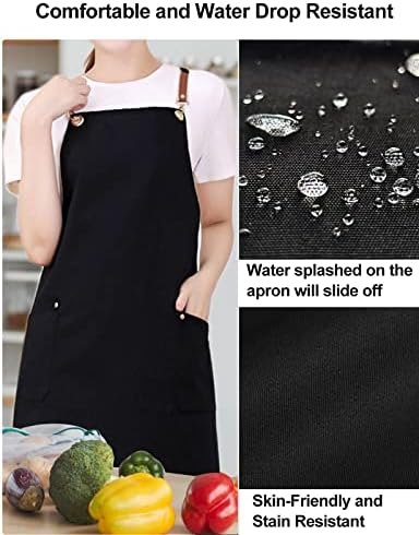 Apron for Women Men with Long Adjustable Cross Back Straps and Large