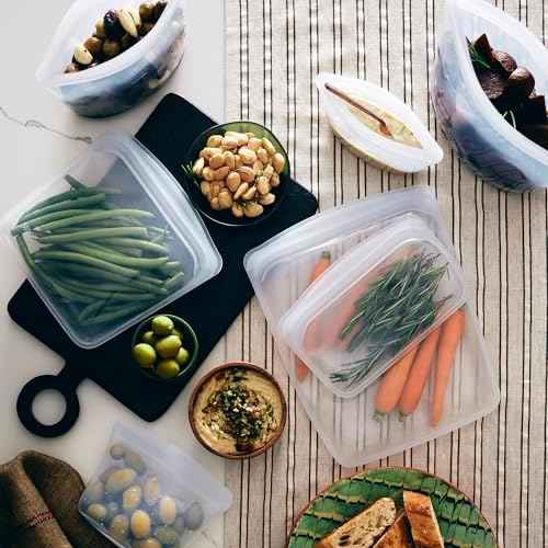 Stasher Premium Reusable Silicone Food Storage Bags, 6-Pack, Clear