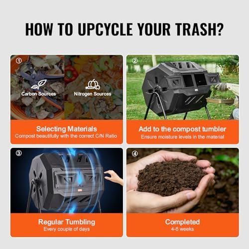 VEVOR Compost Bin, 43-Gal Dual Chamber Tumbler