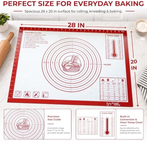 XL Silicone Pastry Mat for Baking Dough Mat, Extra Large 28x20 inches