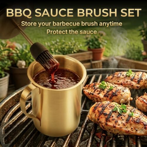 Smilecat Sauce Pot and Basting Brush Set, Practical-BBQ Stainless