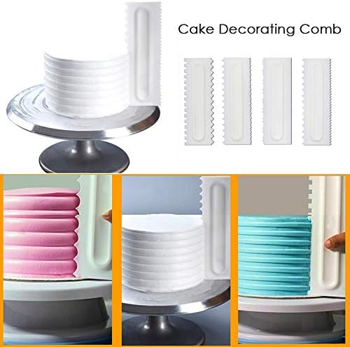 Mwellewm 4 Pcs/set Cake Scraper Decorating Plastic Sawtooth Comb