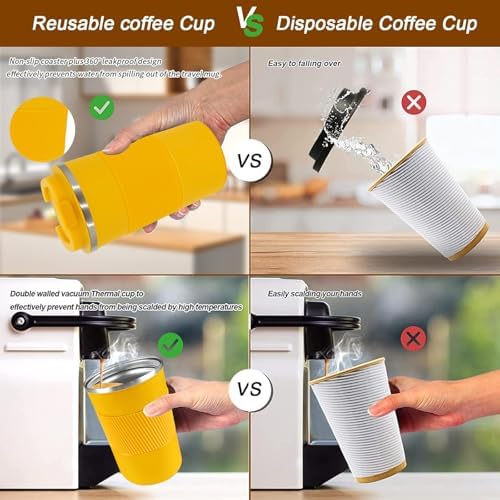 Insulated Travel Coffee Mug, Stainless Steel Coffee Cup with Leakproof