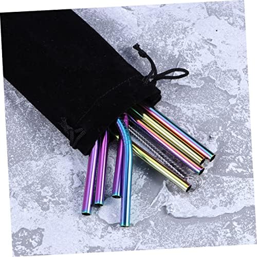 8pcs Drinking Straws Stainless Steel Set, Rainbow for Tumblers