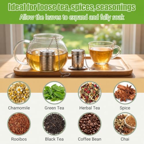 6 Pcs Tea Infuser with Scoop, Strainer Extra Fine Mesh for Loose Tea