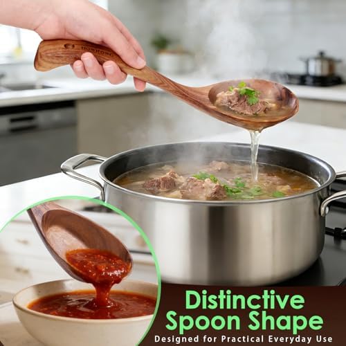 HOWHONG 10-Piece Acacia Wood Cooking Utensil Set for Nonstick Cookware