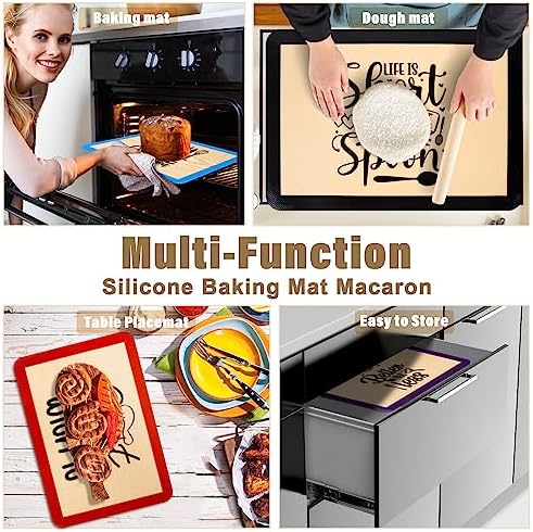 Bokon 4 Pcs Silicone Baking Mat Measurements 16.5''x11.6'' Rectangular