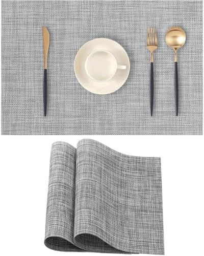 Grey Placemats Set of 2 - Heat-Resistant, Non-Slip Table Mats