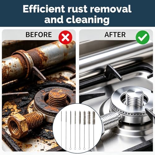 8 Pcs Tube Cleaning Brush Set, Stainless Steel & Brass Wire Brushes