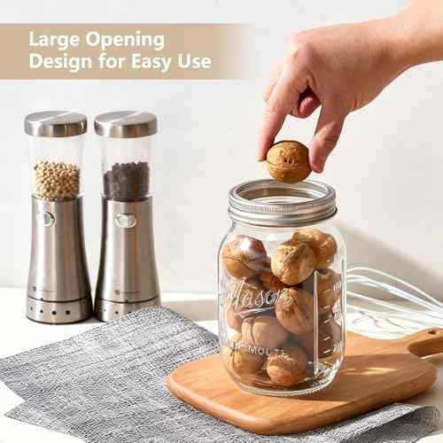 Mason Jars 32 oz, 6 Pack, Wide Mouth