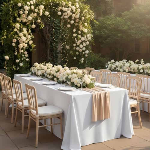 Fitable 6 Pack White Table Cloths 70x120 Inch for 6-8 Ft Rectangle
