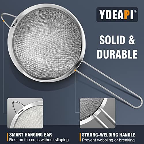 Ydeapi Fine Mesh Strainer, Stainless Steel Strainers with Sturdy