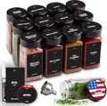 Deco haus Glass Spice Jars with Lids 12x4oz - Airtight Spice