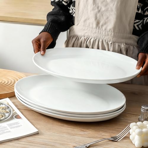 16 Inch Serving Platters Set of 4, Porcelain Large Oval Dinner Plates