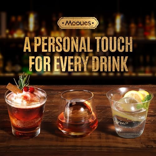 Mooues Clear Ice Ball Maker, 2 Inch Silicone Mold for Whiskey, 4