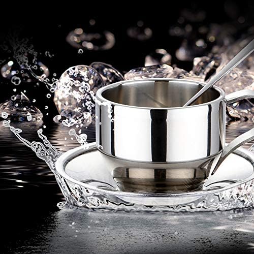 Jasni Stainless Steel Coffee Cup Coffee Mugs with Spoon and Saucer