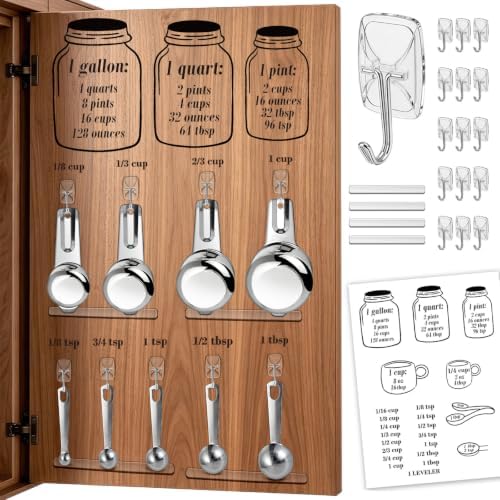 Kitchen Measurement Conversion Chart with 16 Hooks & Anti-Collision