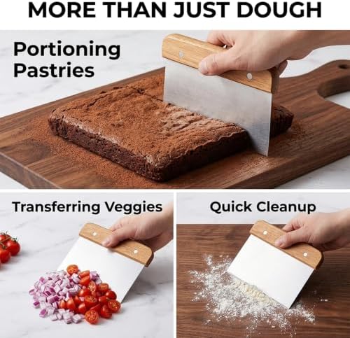 Wooden Handle Bench Scraper Heavy Duty Dough Pastry Cutter