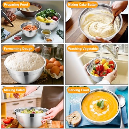 P&P CHEF Mixing Bowls with Lids Set of 6, Nesting Salad Bowl