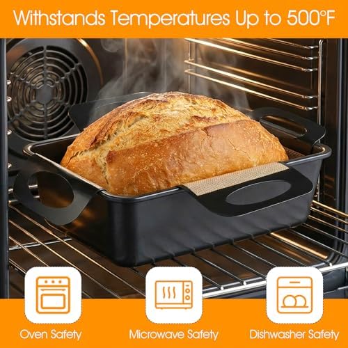 2Pcs Silicone Bread Loaf Pan Liners, Reusable Bread Sling with 4