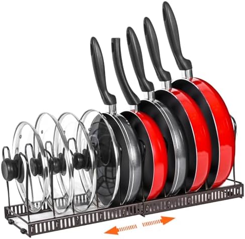 ROOHUA Pot and Pan Lid Organizer Rack for Under Cabinet, 12"-23"