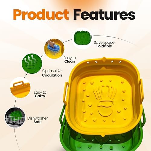 Platinum Silicone Air Fryer Liners Reusable Square-Extra Strong-Easy