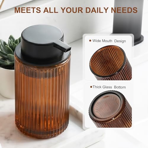 KASUNTING Amber Glass Foaming Dispenser, 11 Fl Oz 2 Pack