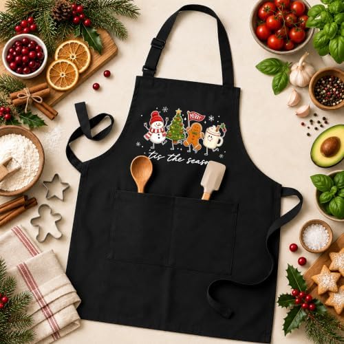 Tis the Season Winter Christmas Apron with Pockets