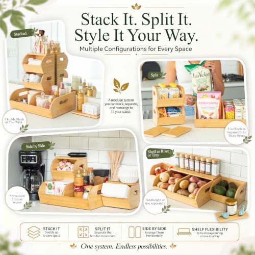 Bamboo Potato and Onion Storage Bin Wood Vegetable Garlic Produce