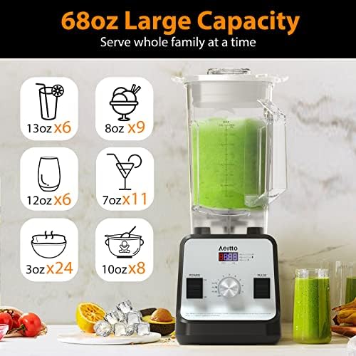 Aeitto 1500-Watt Blender, 68 Oz, Grey