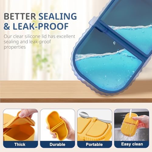 3 Pack Silicone Reusable Snack Containers with Lids - 8 oz Double