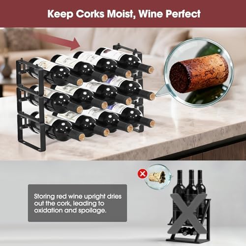Stackable Countertop Wine Rack, 12 Wine Bottles Holder for Inside