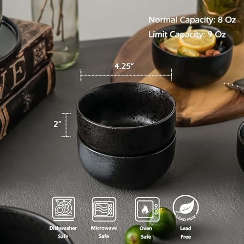 S&Q'S CERAMICS Ceramic Small Bowls for Kitchen, Set of 6, 9 ounces Ice