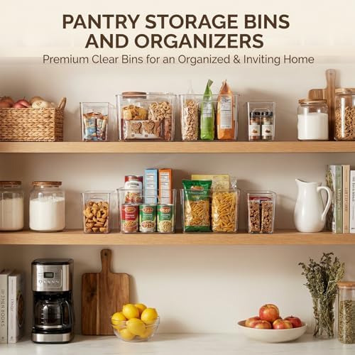 MOONEDGE 8 Pack Clear Plastic Storage Bins