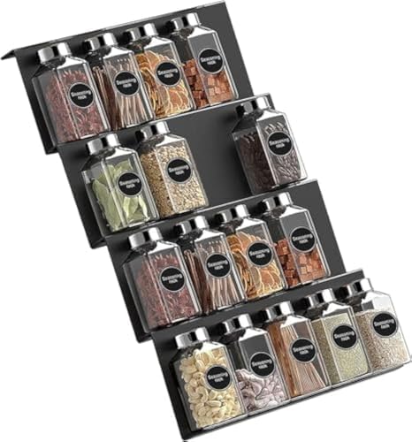 Acrylic Spice Drawer Organizer, 4 Tier Expandable Seasoning Jars