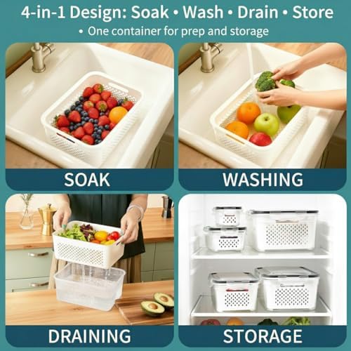 Fruit Storage Containers for Fridge 2 Pack, Fridge Organizers and