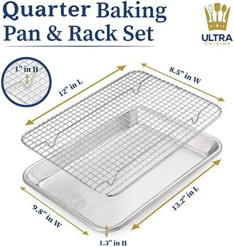 Ultra Cuisine Quarter Sheet Pan with Wire Rack Set & Stainless Steel