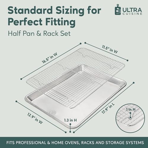 Aluminum Baking Sheet with Cooling Rack Set, 13''x18''