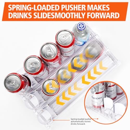 Stackable Soda Can Organizer for Refrigerator, 5-Row, Holds 25–30 Cans